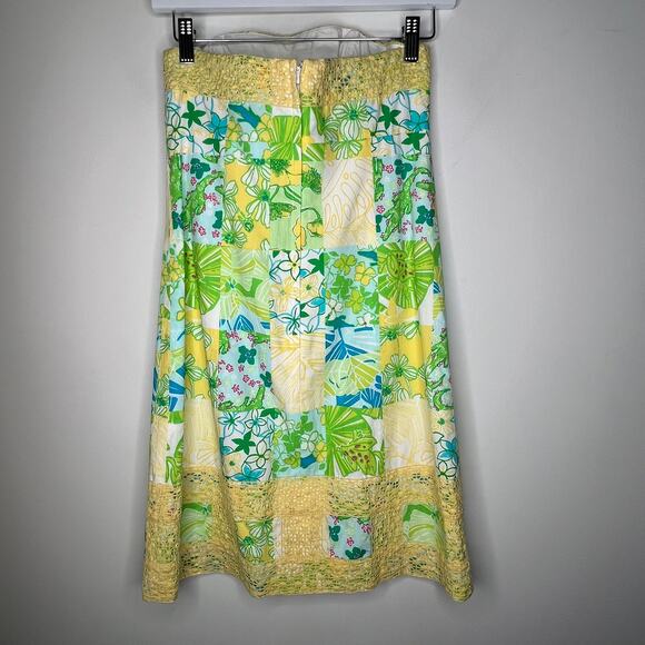 Lilly Pulitzer Green Bowen Gator Patchwork Strapless Mini Dress Size 2 - Picture 3 of 9
